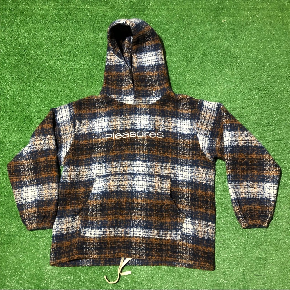 Pleasures plaid hoodie brown/blue size S (fits like big M) $80